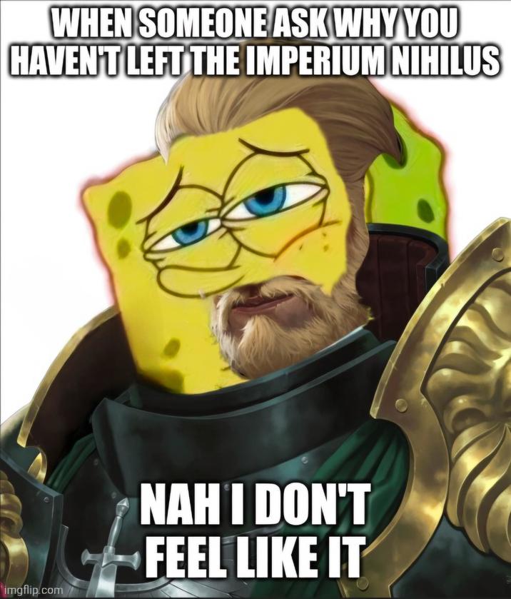 WHEN SOMEONE ASK WHY YOU HAVEN'T LEFT THE IMPERIUM NIHILUS imgflip.com NAH'I DON'T FEEL LIKE IT