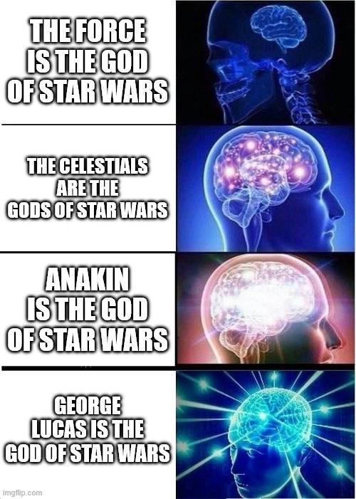 THE FORCE IS THE GOD OF STAR WARS THE CELESTIALS ARE THE GODS OF STAR WARS ANAKIN IS THE GOD OF STAR WARS GEORGE LUCAS IS THE GOD OF STAR WARS imgflip.com