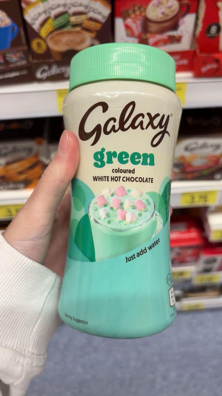 Gekon G Gellery Galaxy green coloured WHITE HOT CHOCOLATE Serving Suggestion Just add water 1718 re D