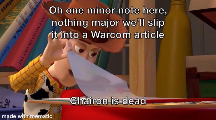 Place Childre to Vis QUIN Auppe ANT AND BEE GO ON A VACA Oh one minor note here, nothing major we'll slip it into a Warcom article made with mematic Chairon is dead