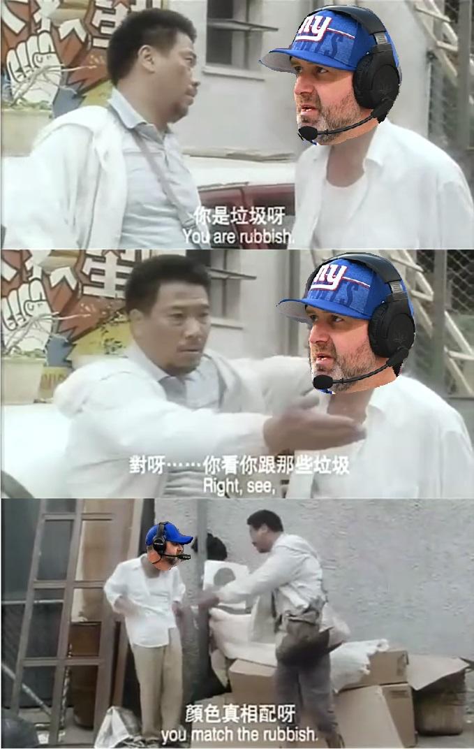 對呀· >你是垃圾呀 You are rubbish ·你看你跟那些垃圾 Right, see, 顏色真相配呀 you match the rubbish.