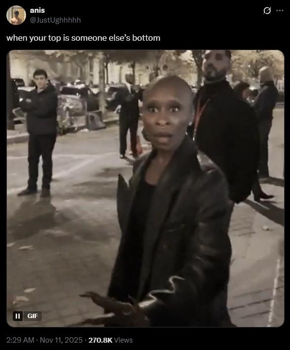 A tweet by JustUghhhh. It reads, "when your top is someone else’s bottom."