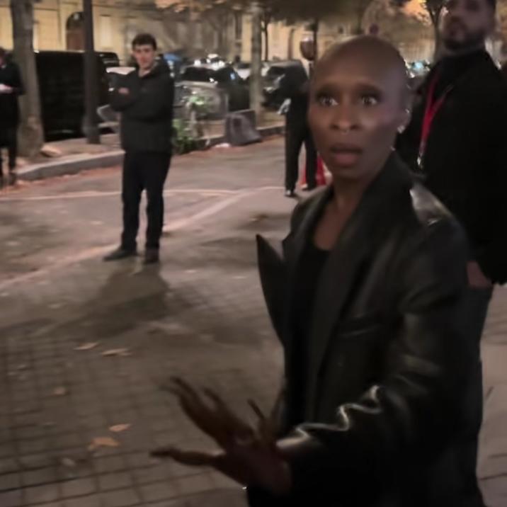 A reaction image. It shows Cynthia Erivo in shock.
