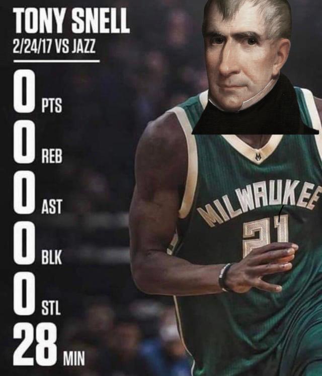 TONY SNELL 2/24/17 VS JAZZ PTS 0 REB 0 AST MILWAUKE 0 BLK ופ 0 STL 28 MIN