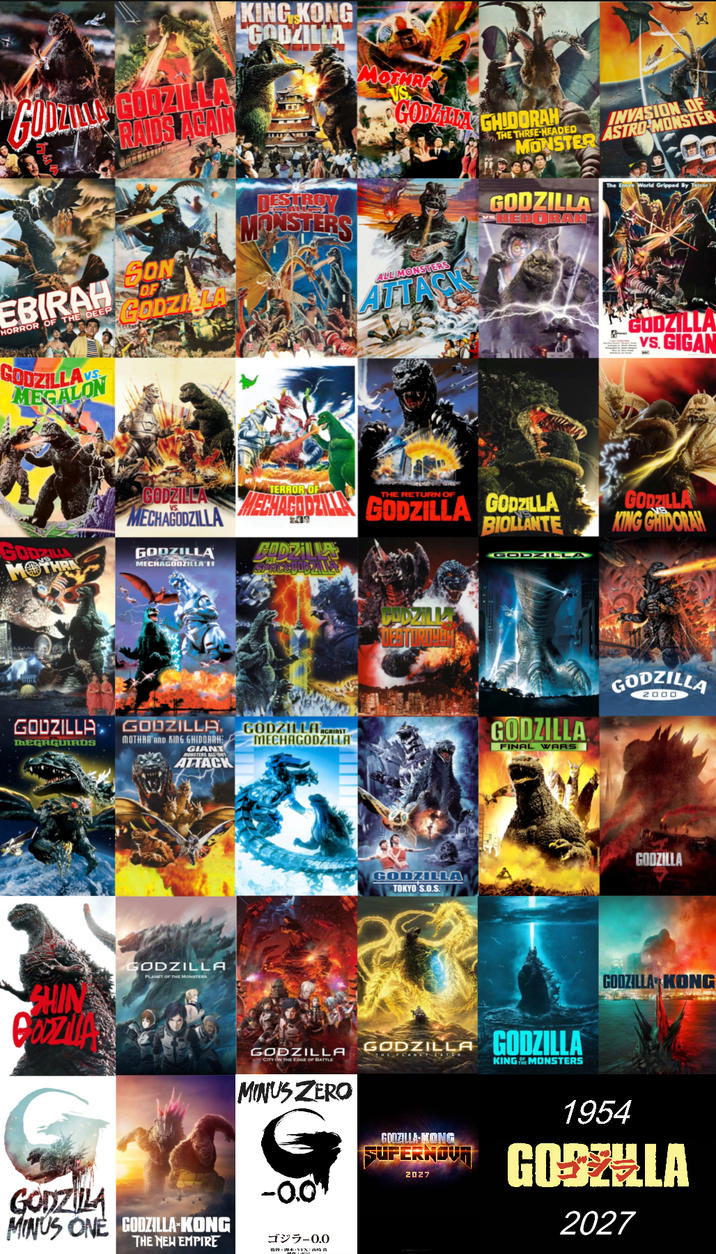 GODZILA GODZILLA! RAIDS AGAIN SON EBIRAH OF HORROR OF THE DEEP GODZIELA KING KONG GODZILLA MONSTERS MOTHRA GOGHIDORAH ALL MONSTERS ATTACK THE THREE-HEADED INVASION OF MONSTER ASTRO-MONSTER GODZILLA HEDORAH The Entire World Gripped By Terror! GODZILLA ON GODZILLA MOTHRA GODZILLA MECHAGODZILLA GODZILLA MECHAGODZILLA' TERROR OF MECHAGOPALA GODZILLA GODZILLA 309 CODZILLA BIOLLANTE GODZILLA GODZILLA GODZILLA, MEGAGUIRDS MOTHRA AND KING 6HIDORAH GIANT MONSTERS ALL T ATTACK GODZILLA PLANET OF THE MONSTERS GODZILLAIRST MECHAGODZILLA GODZILLA FINAL WARS GODZILLA TOKYO'S.O.S. 5- GODZILLA VS. GIGAN GODZILLA KING GHIDORAH GODZILLA 2000 GODZILLA GODZILLA KONG GODZILLA MINUS ONE GODZILLA-KONG GODZILLA CITY ON THE EDGE OF BATTLE MINUS ZERO GODZILLA GODZILLA G -0.0 THE NEW EMPIRE ゴジラ-0.0 GODZILLA-KONG SUPERNOVA 2027 KING MONSTERS 1954 GOSZALA 2027