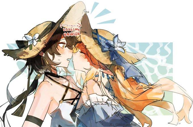 A redraw of the kissing barrier meme. The art is by mopahu.