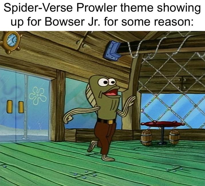 Spider-Verse Prowler theme showing up for Bowser Jr. for some reason: 00