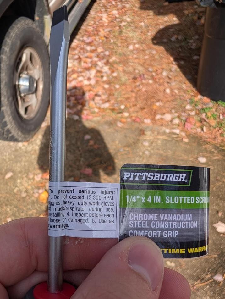 To prevent serious injury: 1. Do not exceed 13,300 RPM. oggles, heavy duty work gloves st mask/respirator during use. Installing. 4. Inspect before each loose or damaged. 5. Use as warnings. PITTSBURGH 1/4" x 4 IN. SLOTTED SCRE CHROME VANADIUM STEEL CONSTRUCTION COMFORT GRIP TIME WARRA