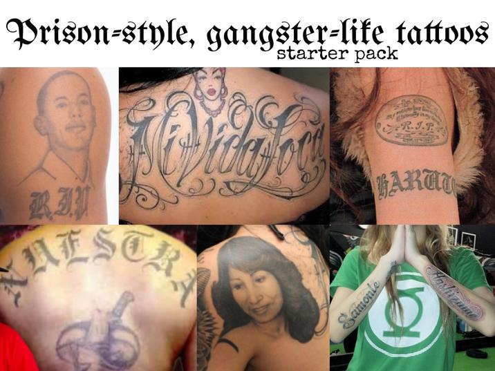 Prison-style, gangster-like tattoos starter pack RIP RESTA Samonte R.I.P. FARMI Hashizume