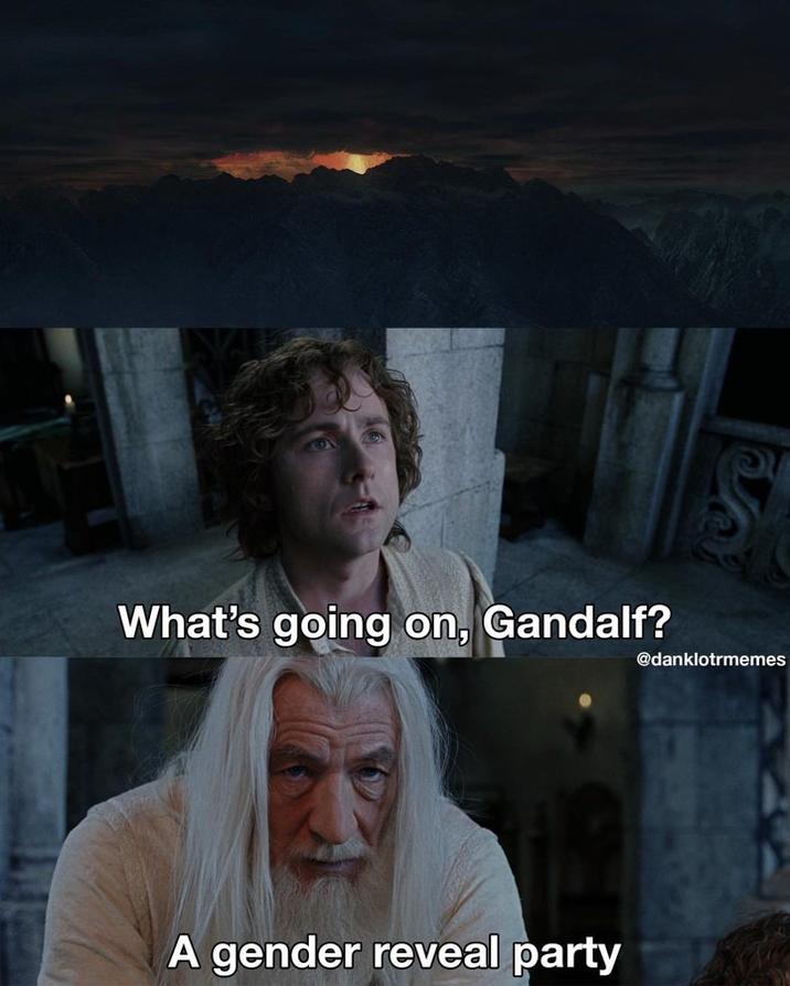 What's going on, Gandalf? A gender reveal party @danklotrmemes