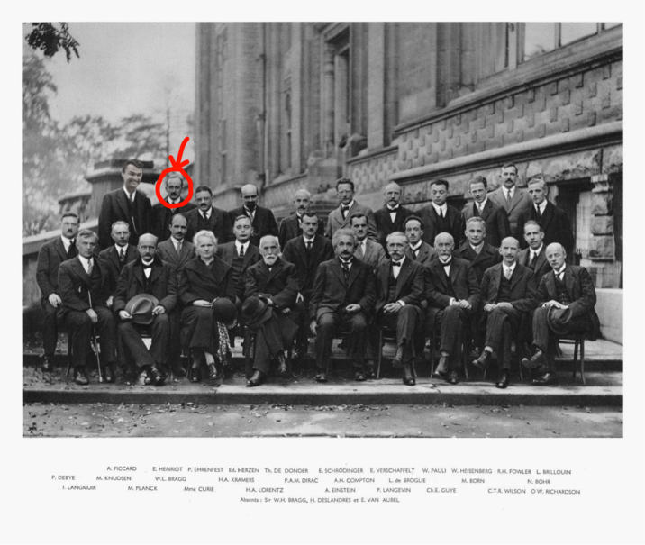 E. SCHRÖDINGER E. VERSCHAFFELT A. PICCARD E. HENRIOT P. EHRENFEST Ed. HERZEN Th. DE DONDER P. DEBYE M. KNUDSEN W.L. BRAGG H.A. KRAMERS I. LANGMUIR M. PLANCK Mme CURIE P.A.M. DIRAC A.H. COMPTON A. EINSTEIN W. PAULI W. HEISENBERG R.H. FOWLER L. BRILLOUIN L. de BROGLIE H.A. LORENTZ P. LANGEVIN Absents: Sir W.H. BRAGG, H. DESLANDRES et E. VAN AUBEL M. BORN Ch.E. GUYE N. BOHR C.T.R. WILSON OW. RICHARDSON