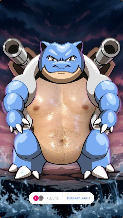 The Blastoise trend. This version is by X user GenEcho98.