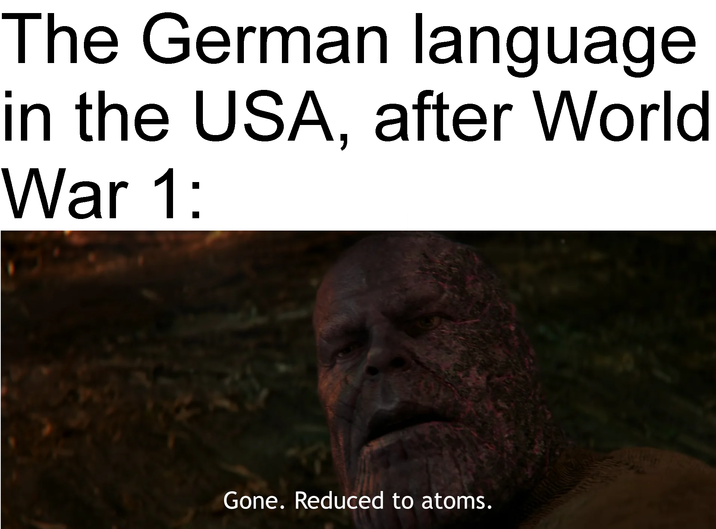 The German language in the USA, after World War 1: Gone. Reduced to atoms.