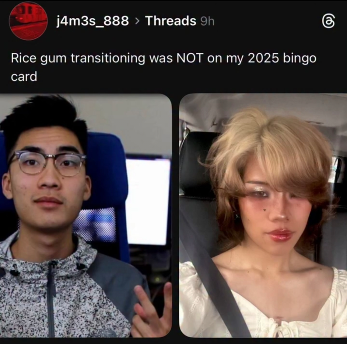 j4m3s_888 > Threads 9h Rice gum transitioning was NOT on my 2025 bingo card