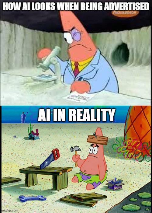 HOW AI LOOKS WHEN BEING ADVERTISED CKELODEON imgflip.com AI IN REALITY
