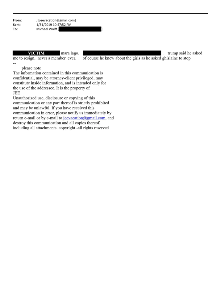 An email between "Jeffrey Epstein":https://knowyourmeme.com/memes/events/jeffrey-epstein-sex-trafficking-case and Michael Wolff, released by the House Oversight Committee and Epstein's Estate in November 2025.