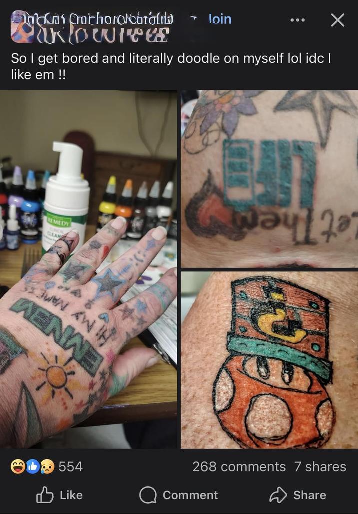 Onchora Join So I get bored and literally doodle on myself lol idc I like em !! REMEDY CLINICAL CLEAN MENWE 22 b 554 Like 268 comments 7 shares Comment Share