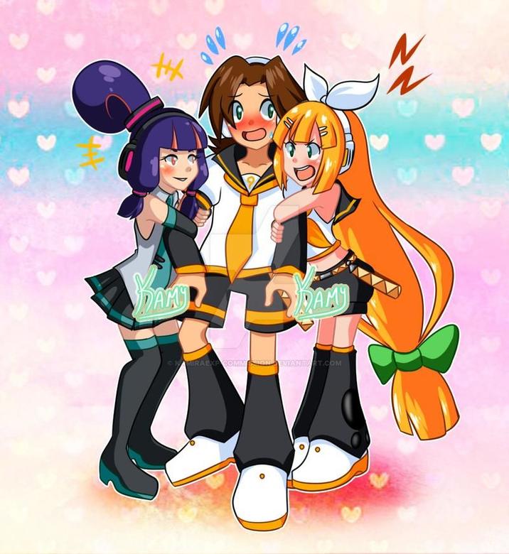 Mega Man Battle Network x Vocaloid: Rockman, Roll and Meddy dressing as the Kagamine and Hatsune Miku
Capcom