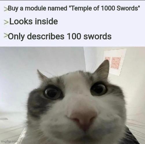 >Buy a module named "Temple of 1000 Swords" >Looks inside >Only describes 100 swords imgflip.com