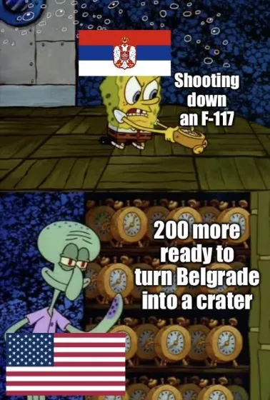 Shooting down an F-117 200 more ready to turn Belgrade into a crater