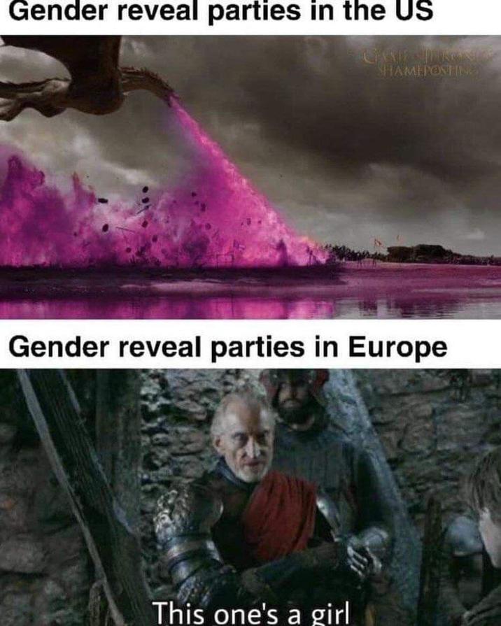Gender reveal parties in the US SHAMEPOSTING Gender reveal parties in Europe This one's a girl