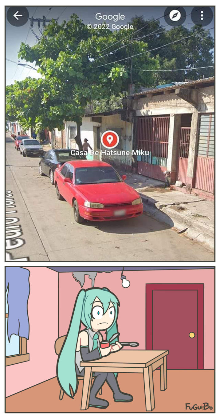 It says in the Google Maps marker: "House of Hatsune Miku".