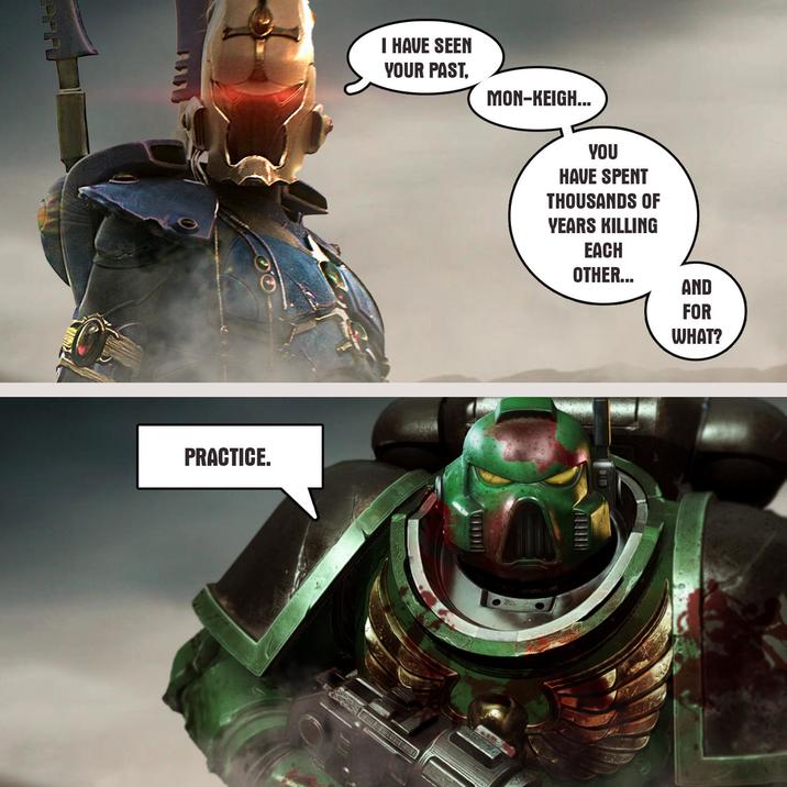 PRACTICE. I HAVE SEEN YOUR PAST. MON-KEIGH... YOU HAVE SPENT THOUSANDS OF YEARS KILLING EACH OTHER... AND FOR WHAT?