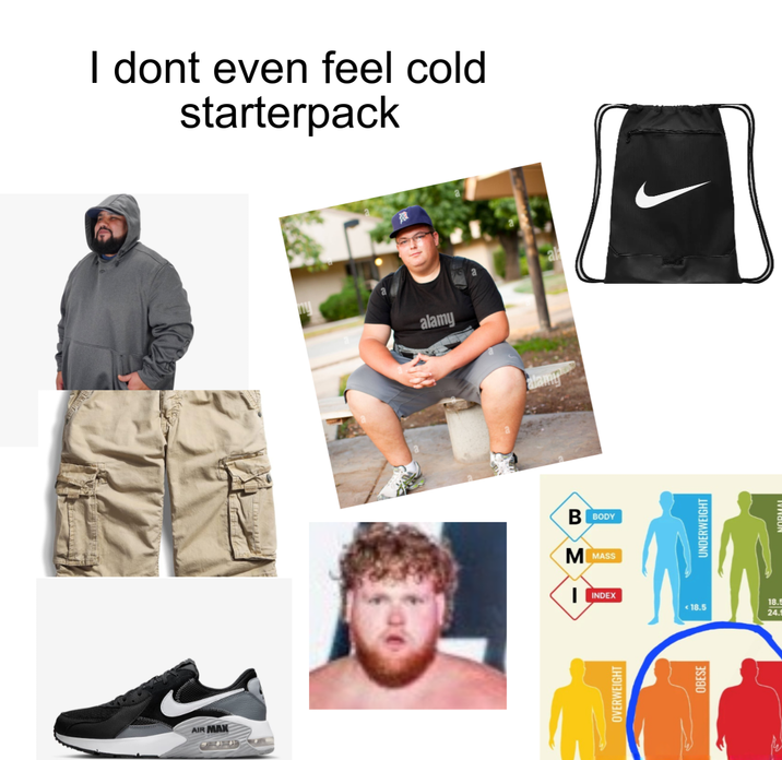 AIR MAX I dont even feel cold starterpack alamy alamy BBODY UNDERWEIGHT M MASS INDEX <18.5 OVERWEIGHT OBESE 18.5 24.