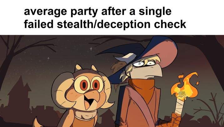 average party after a single failed stealth/deception check حاق