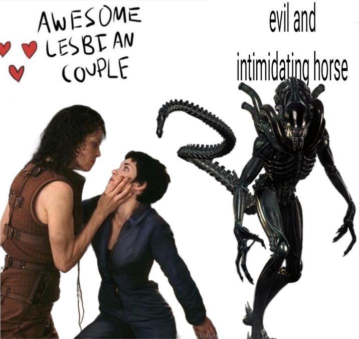 AWESOME ♥ LESBIAN COUPLE evil and intimidating horse
