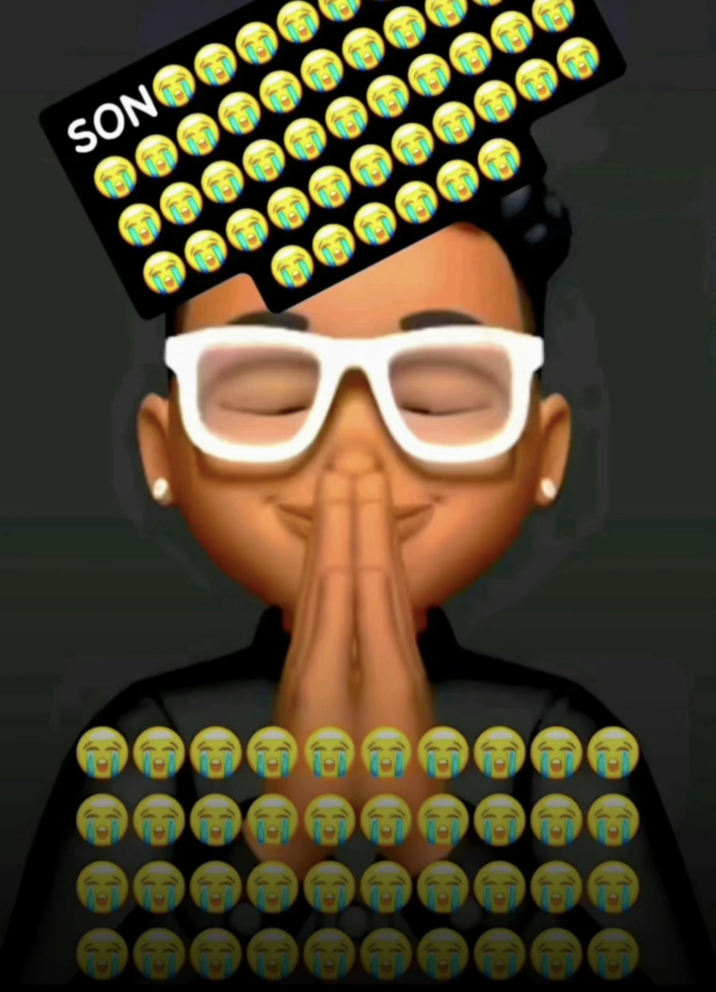 A "Son" meme showing a Black male "emoji":https://knowyourmeme.com/memes/emoji praying with "Son 😭😭😭😭😭" written as the caption in the "image macro":https://knowyourmeme.com/memes/image-macros.