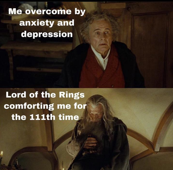 Me overcome by anxiety and depression Lord of the Rings comforting me for the 111th time