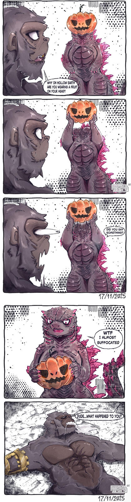 WHY ON HOLLOW EARTH ARE YOU WEARING A FRUIT ON YOUR HEAD? NTPERY-07 ART DID YOU SAY SOMETHING? 17/11/2025 W-- I ALMOST SUFFOCATED DUDE...WHAT HAPPENED TO YOU? NTPERY-07 17/11/2025 ART