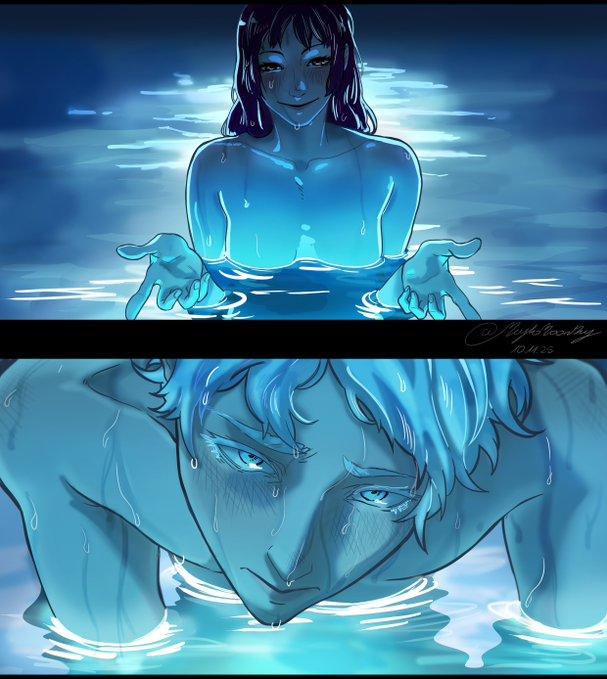 A redraw of the Chainsaw Man Reze Arc pool scene. The scene replaces the characters with GojoHime.