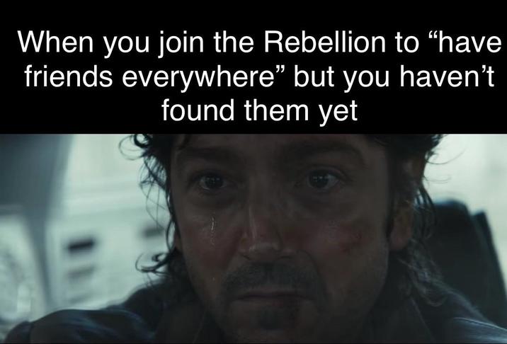 When you join the Rebellion to "have friends everywhere" but you haven't found them yet