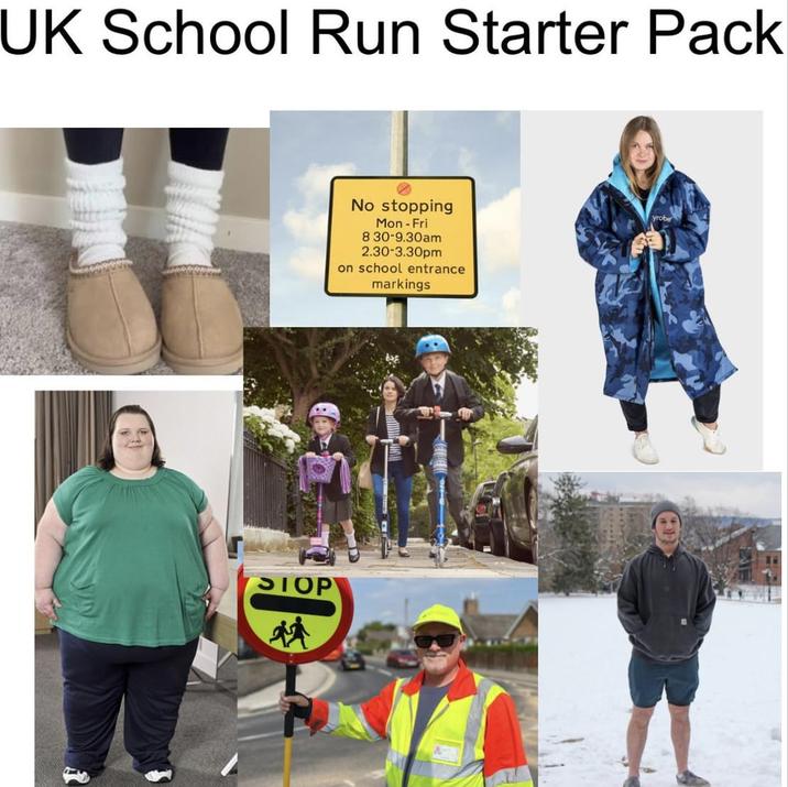 UK School Run Starter Pack STOP No stopping Mon - Fri 8 30-9.30am 2.30-3.30pm on school entrance markings yrobe