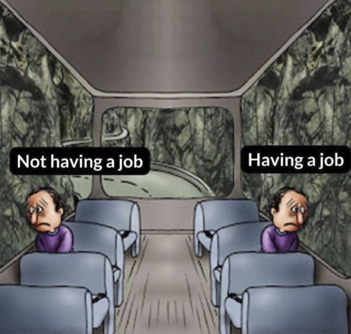 Not having a job Having a job