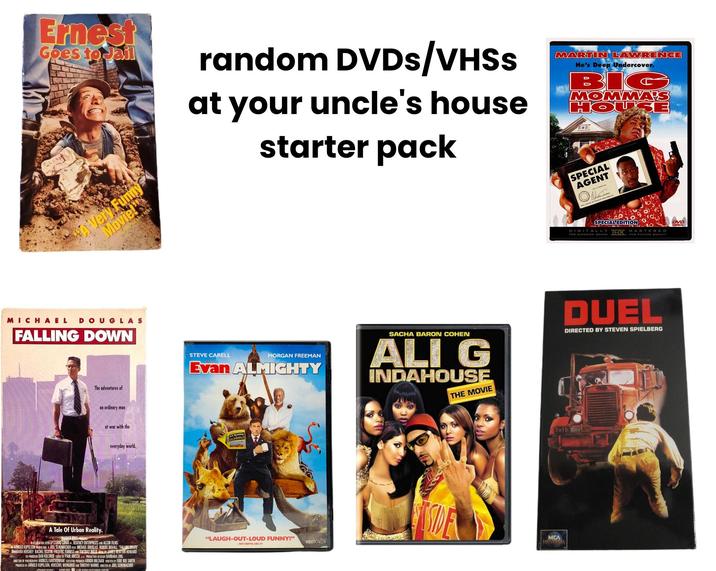 Ernest Goes to Jail random DVDs/VHSS at your uncle's house starter pack AVery Funny Movie!" ASOPHIA DAILY NEINS MARTIN LAWRENCE He's Deep Undercover. BI MOMMA'S HOUSE JECE SPECIAL AGENT SPECIAL EDITION DIGITALLY FOR SUPERIOR SOUND THX MASTERED AND PICTURE QUALITY MICHAEL DOUGLAS FALLING DOWN The adventures of an ordinary man at war with the STEVE CARELL MORGAN FREEMAN Evan ALMIGHTY SACHA BARON COHEN ALI G INDAHOUSE THE MOVIE DUEL DIRECTED BY STEVEN SPIELBERG everyday world. Building A Tale Of Urban Reality. WARNER BROS ASSOCIATION WITH LE STUDIO CANAL+. REGENCY ENTERPRISES AND ALCOR FILMS ARNOLD KOPELSON PRODUCTION A JOEL SCHUMACHER FILM MICHAEL DOUGLAS ROBERT DUVALL FALLING DOWN BARBARA HERSHEY RACHEL TICOTIN FREDERIC FORREST AND TUESDAY WELD BY JAMES NEWTON HOWARD CO-PRODUCER DAN KOLSRUD EDITED BY PAUL HIRSCH, ACE PRODUCTION DESIGNER BARBARA LING DIRECTOR OF PHOTOGRAPHY ANDRZEJ BARTKOWIAK EXECUTIVE PRODUCER ARNON MILCHAN WRITTEN BY EBBE ROE SMITH PRODUCED ARNOLD KOPELSON, HERSCHEL WEINGROD AND TIMOTHY HARRIS DIRECTED BY JOEL SCHUMACHER PANAVISION WERE WATER INCOM "LAUGH-OUT-LOUD FUNNY!" -KIM GRIFFIS, NBC-TY WIDESCREEN SIDE MCA UNIVERSAL 2M11C 2089 2012