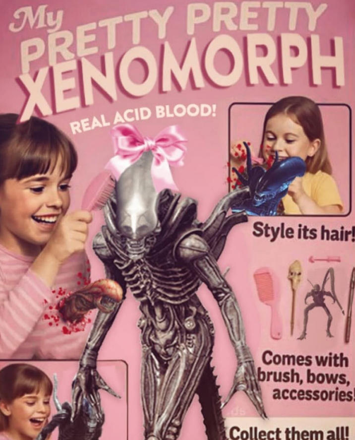My PRETTY PRETTY XENOMORPH REAL ACID BLOOD! Style its hair! །ར་ Comes with brush, bows, accessories Collect them all!