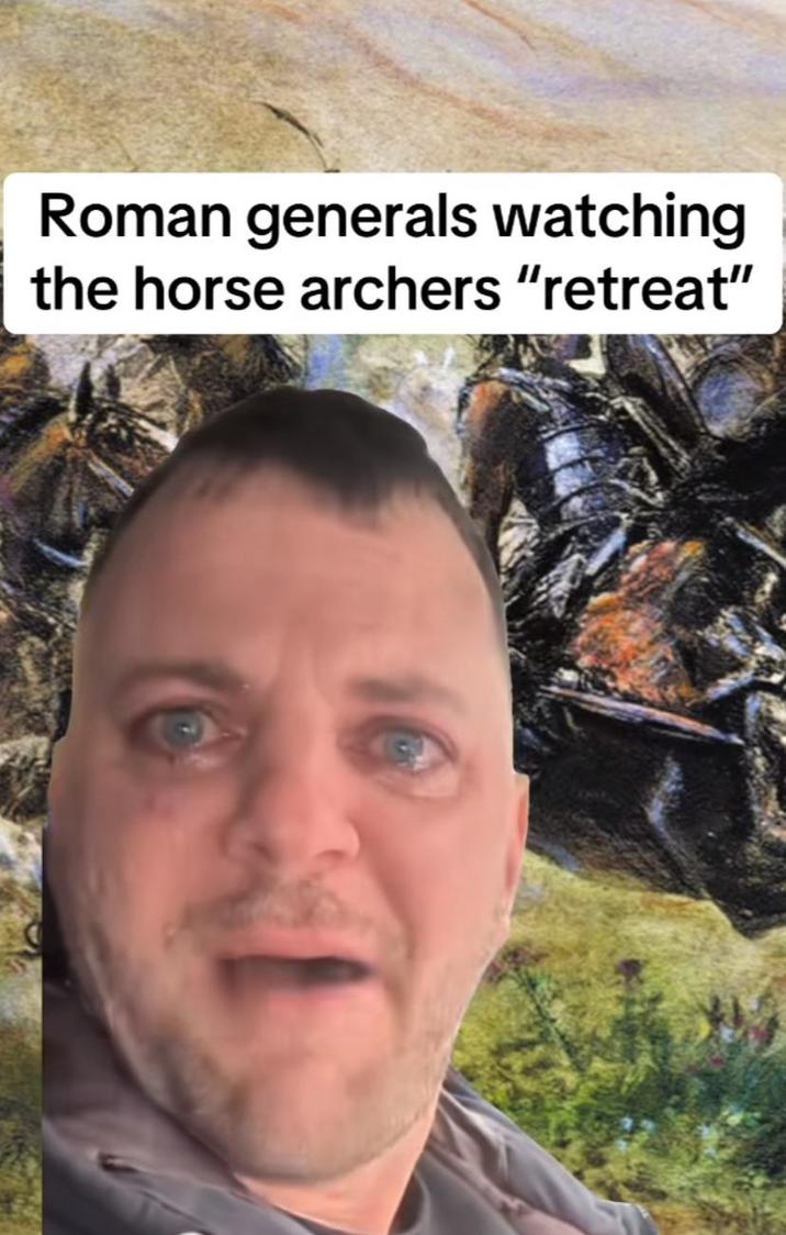 Roman generals watching the horse archers “retreat”