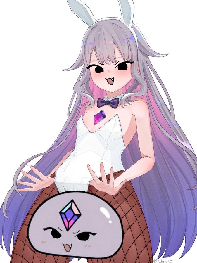 Art of Koseki Bijou and a rock. They both have the brat face.