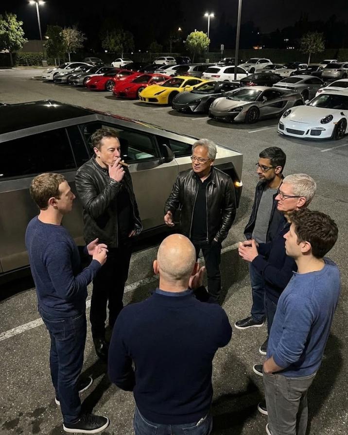 While the origin of the specific meme image of various tech CEOs standing around a parking lot is unclear, one of the earliest known posts featuring the image appeared on the Threads page @artificialintelligenceee on November 21st, gathering over 1,000 likes in three days.