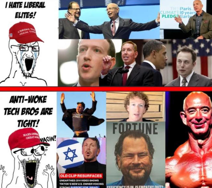 I HATE LIBERAL ELITES! THE Paris. CLIMATE 10 years PLEDGE Early ADUSMA MIADA TA ANTI-WOKE TECH BROS ARE TIGHT! MAKE AN GREAT WAOW! FORTUNE M OLD CLIP RESURFACES UNEARTHED 2014 VIDEO SHOWS TIKTOK'S NEW US. OWNER VOICING STRONG SUPPORT FOR ISRAEL EFFICIENCY IS IN IS EMPATHY OUT?