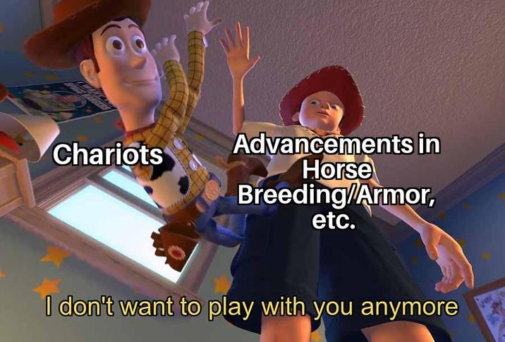 Chariots Advancements in Horse Breeding/Armor, etc. I don't want to play with you anymore