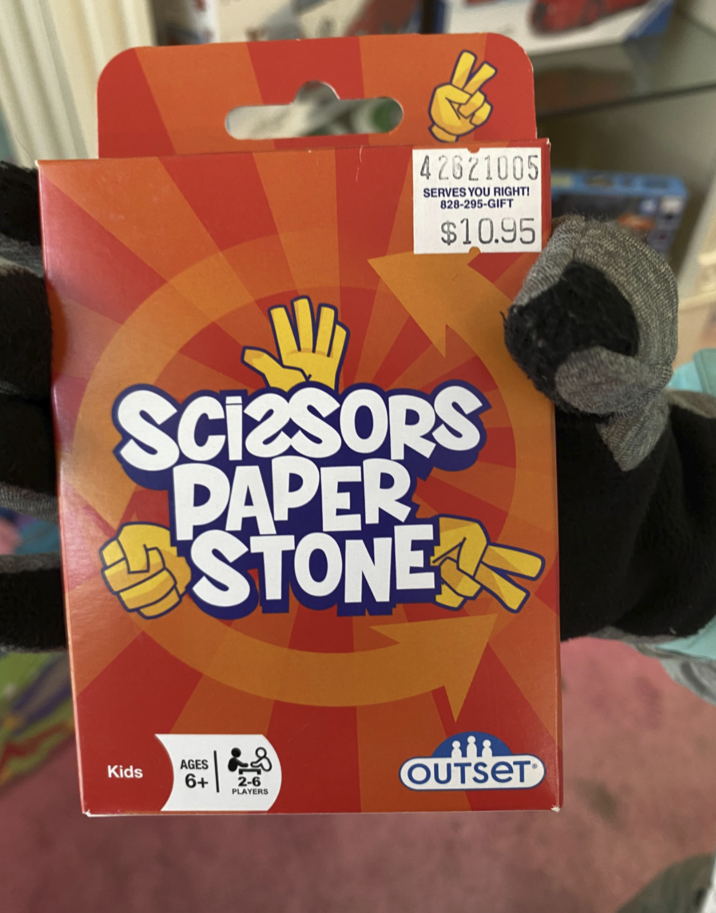 42621005 SERVES YOU RIGHT! 828-295-GIFT $10.95 SCI2SORS PAPER STONE Kids AGES 6+ 2-6 PLAYERS 888 OUTSET