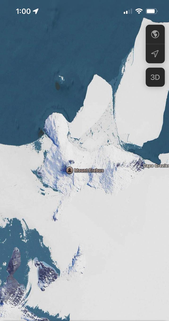 1:00 1 จ 3D Cape Crozier Mount Erebus