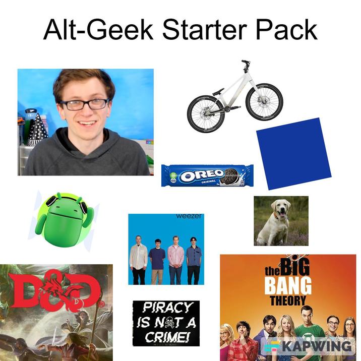 Alt-Geek Starter Pack OREO ORIGINAL weezer PIRACY IS NOT A CRIME! the BIG BANG THEORY KAPWING