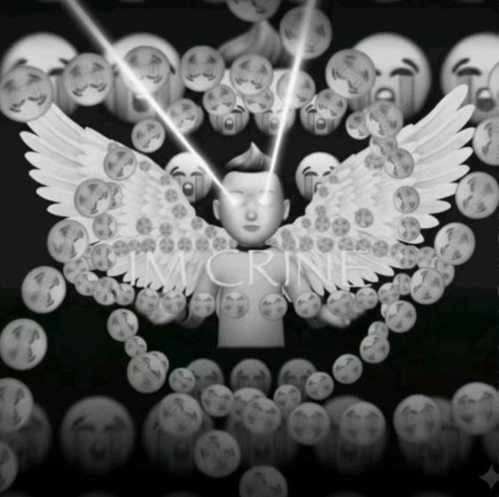 An I'm Crine "image macro":https://knowyourmeme.com/memes/image-macros showing a Memoji and several loudly crying face "emojis":https://knowyourmeme.com/memes/emoji.