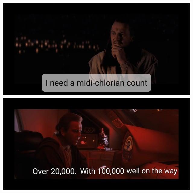 I need a midi-chlorian count Over 20,000. With 100,000 well on the way