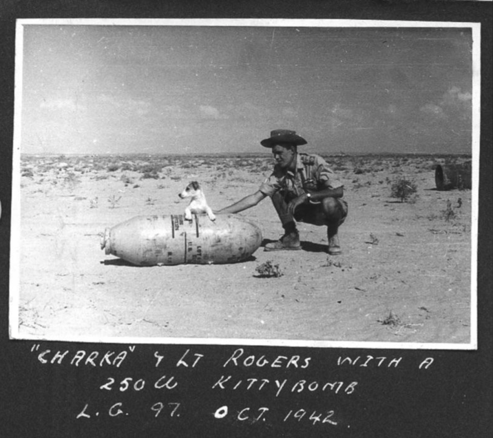 WITH A "CHARKA" 4 LT ROGERS KITTY BOMB 2504 L.G. 97. OCT. 1942